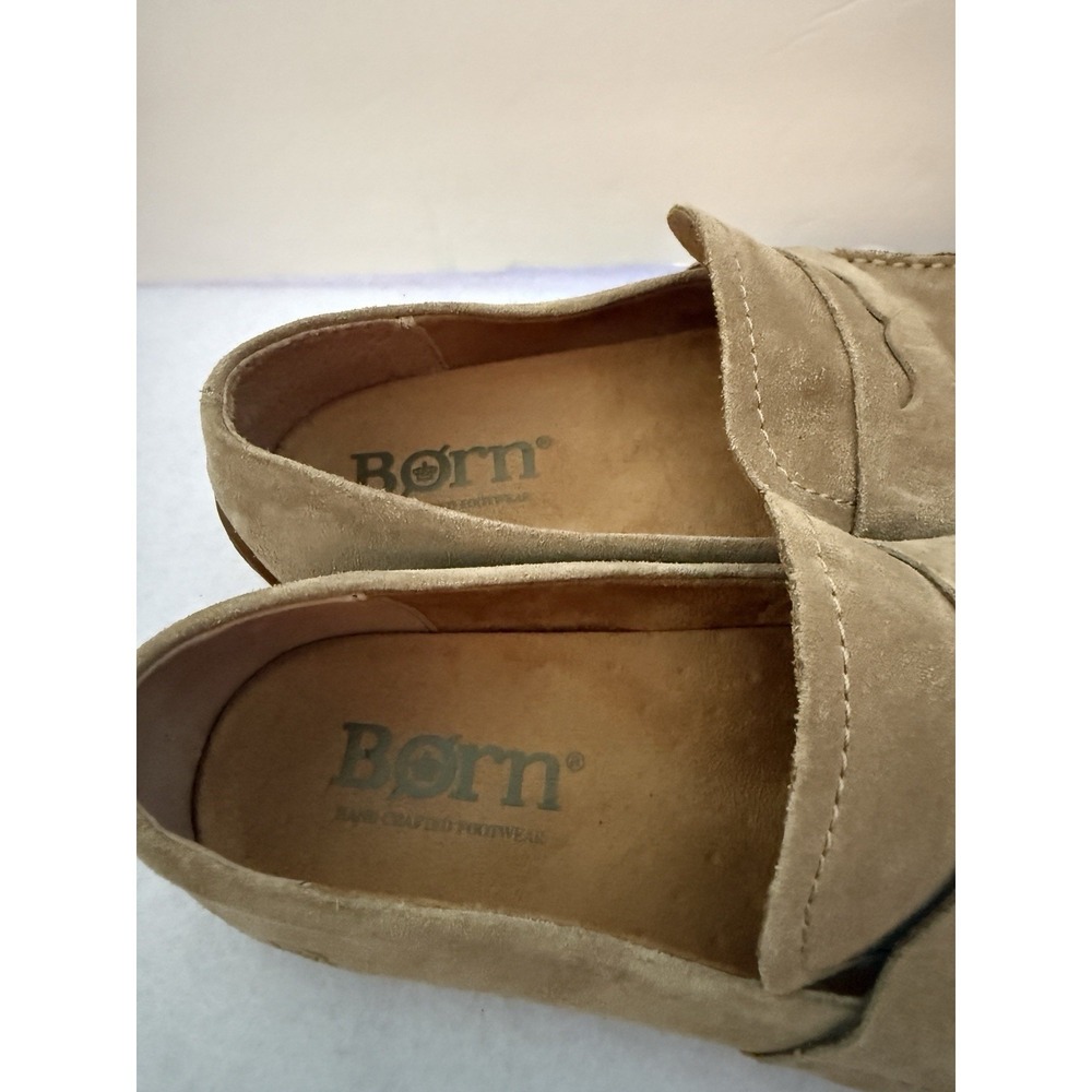 Born Womens 8M Tan Suede Penny Loafers Driving Moccasins Comfort Slip On Shoes - Picture 7 of 12